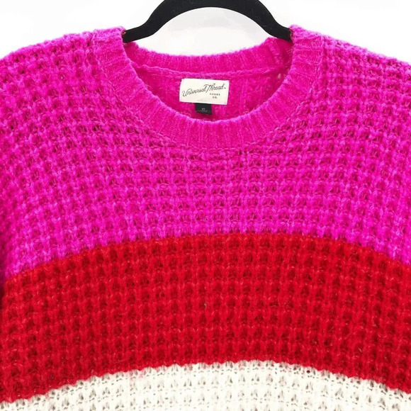 Universal Thread Women's Pink Colorblock Thick Knit Oversized Sweater Size XS - Picture 5 of 6